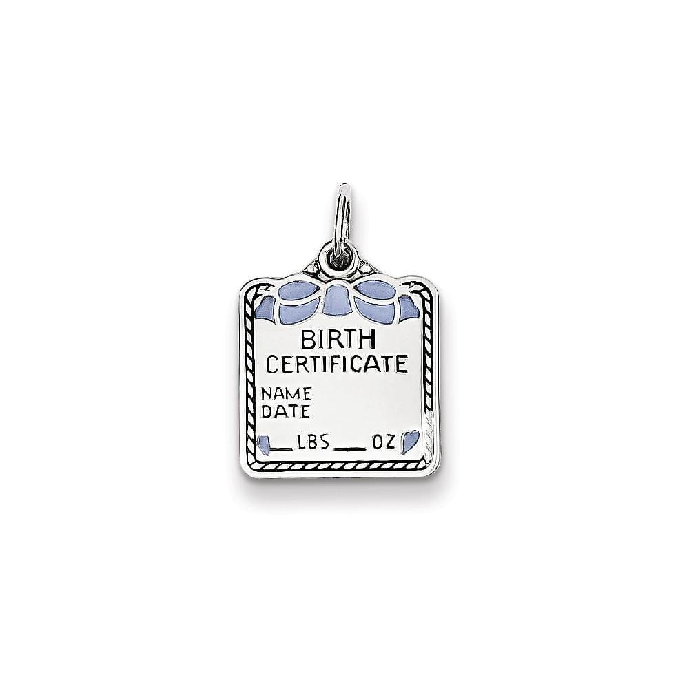 925 Sterling Silver Blue Birth Certificate Pendant