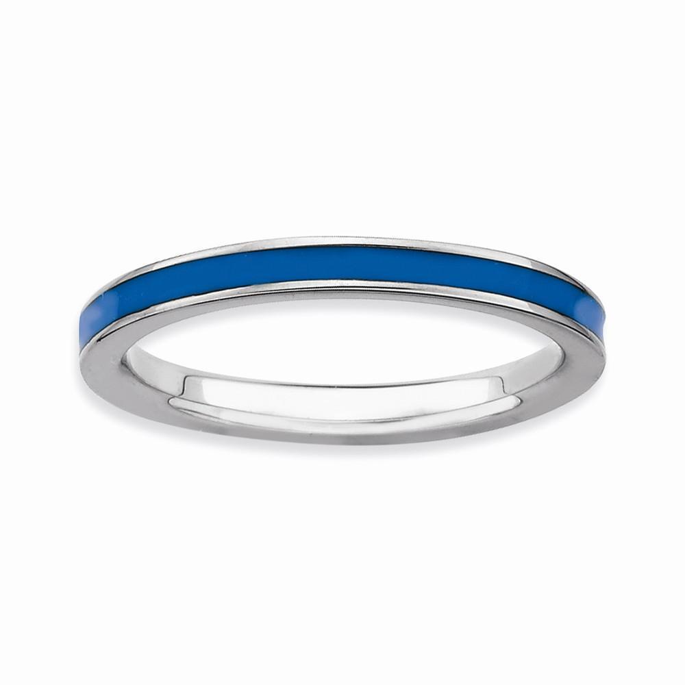 Sterling Silver Blue Enameled 2.25MM Ring