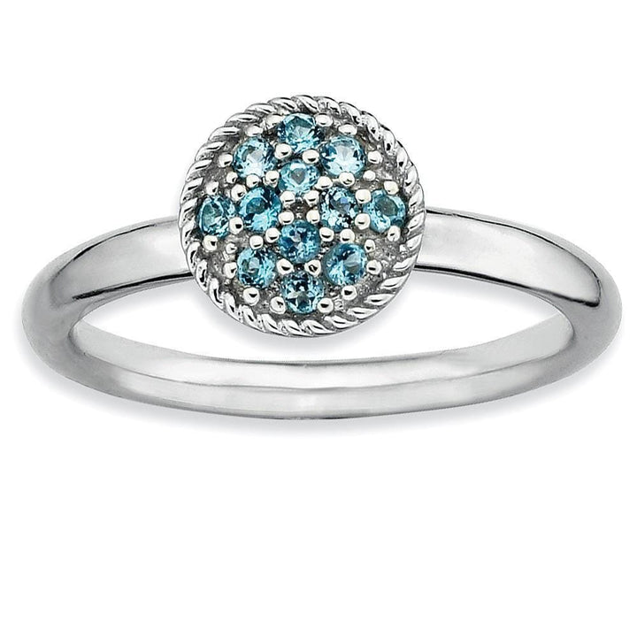 Sterling Silver Blue Topaz Rhodium Ring