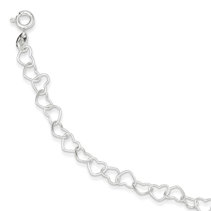 Sterling Silver Fancy Heart Link Bracelet