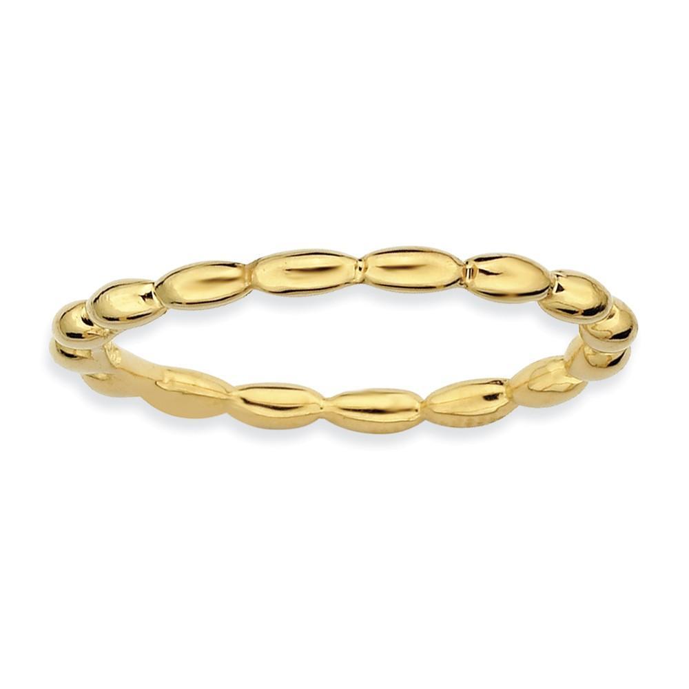 Sterling Silver Gold-Plated Rice Bead Ring