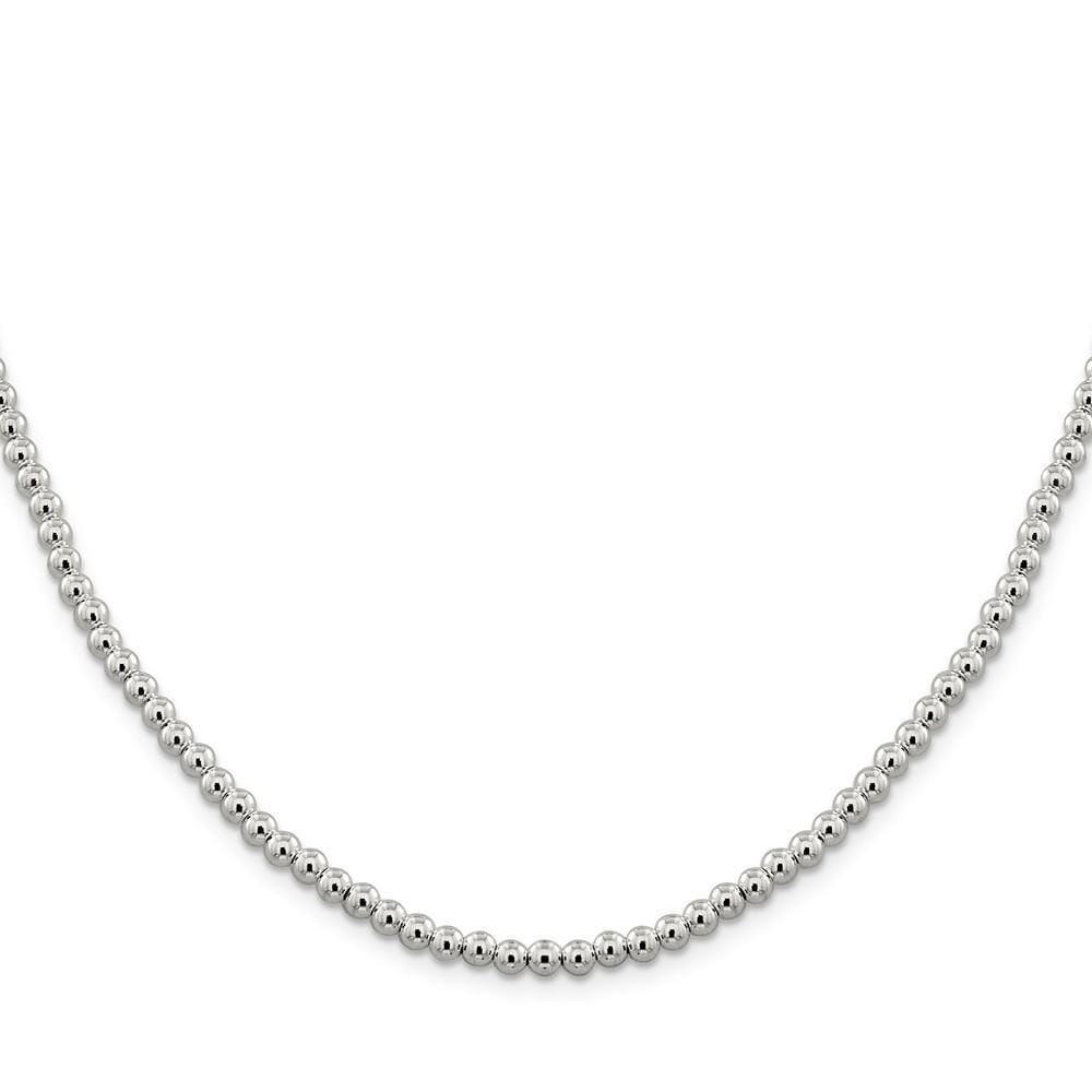 Sterling Silver Necklace Beaded Box Chain 4MM