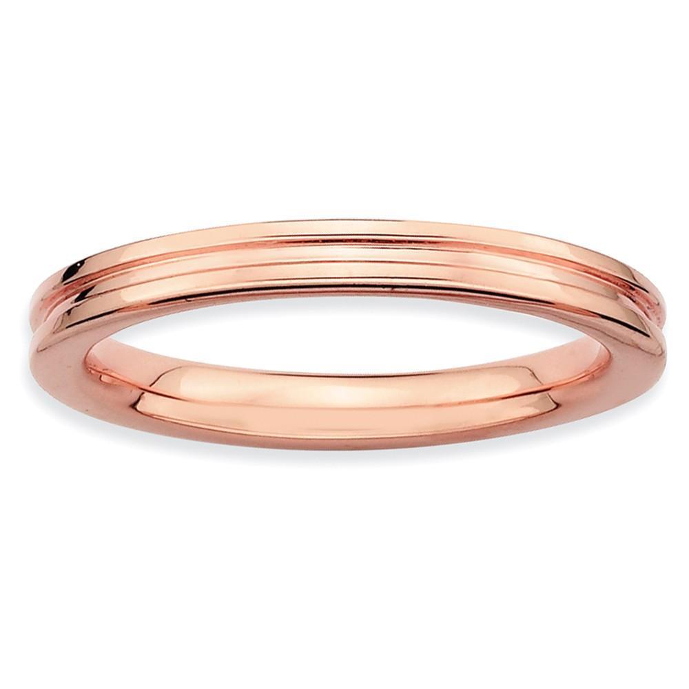 Sterling Silver Pink-Plated Grooved Ring