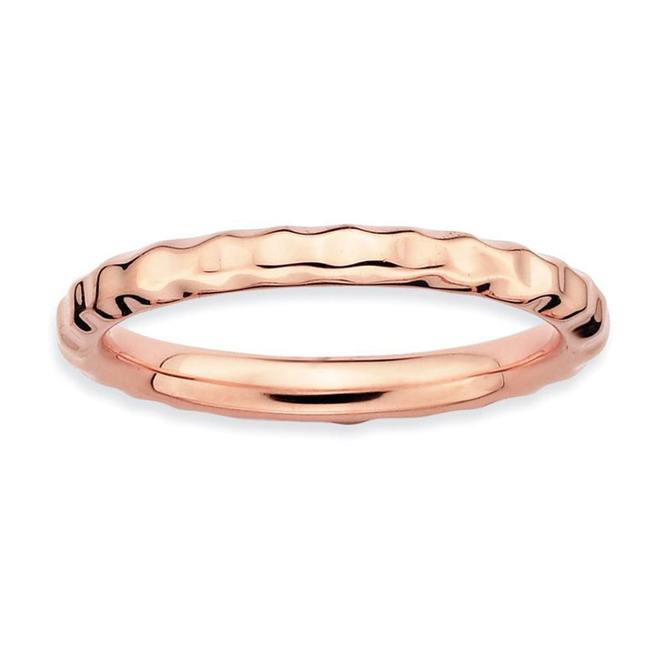 Sterling Silver Pink-Plated Hammered Ring