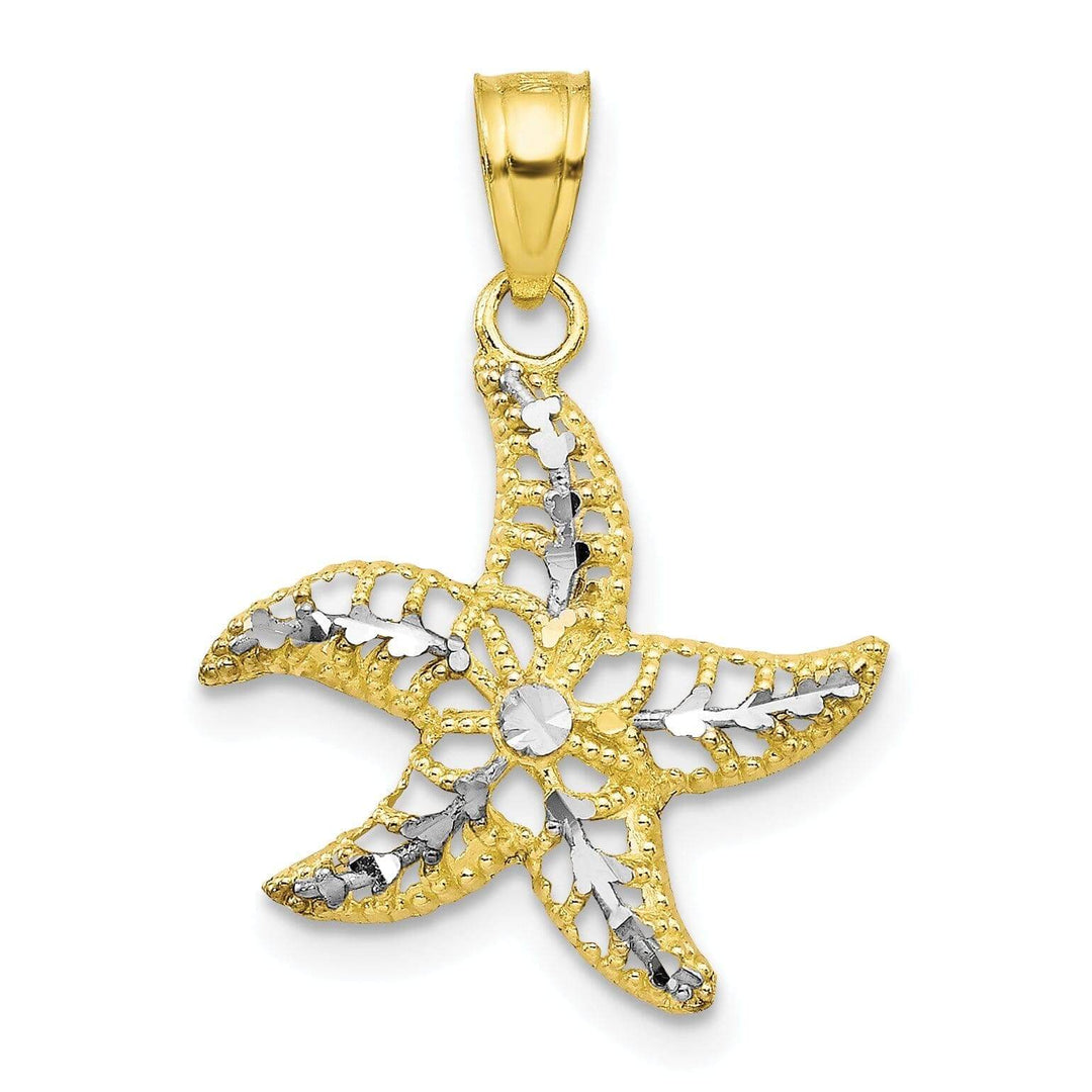 10k Two Tone Gold Concave Shape Starfish Design Pendant