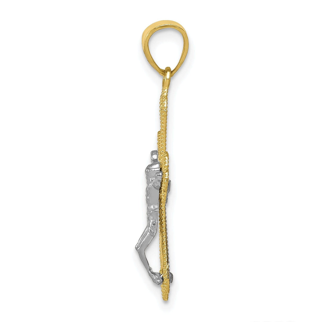 10k Two Tone Gold Filigree Crucifix Pendant