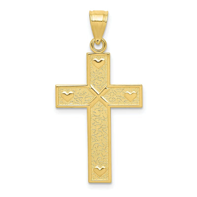 10k Gold Cross God Loves Me on Reverse Pendant