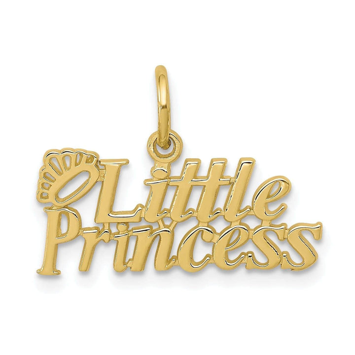 10K Solid Yellow Gold Little Princess Crown Charm Pendant