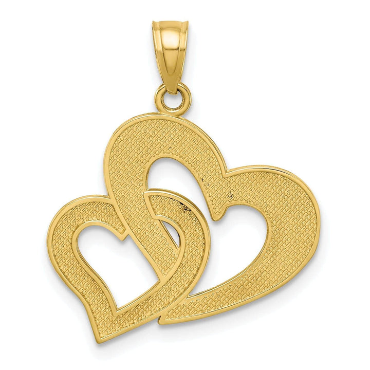 10k Two Tone Gold Double Heart Charm Pendant