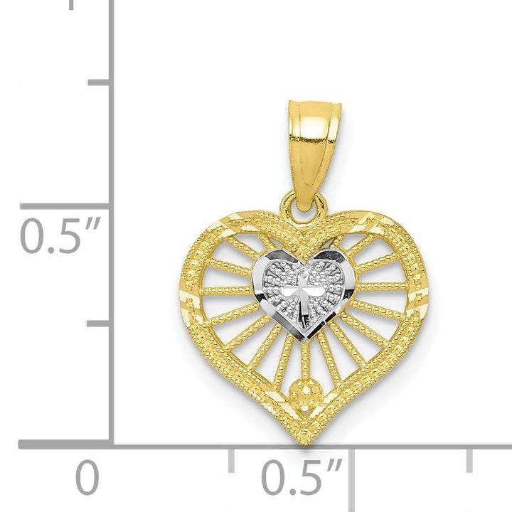 10k Two Tone Gold D.C Heart with Cross Pendant