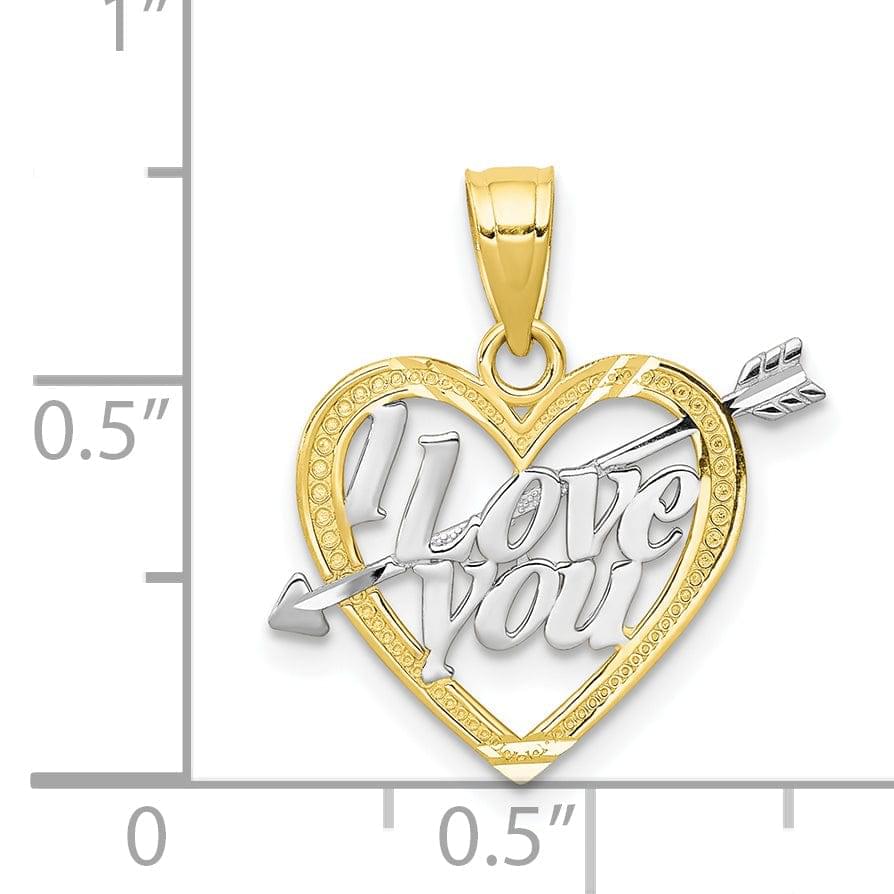 10k Two Tone Gold Cupid Arrow I Love You Charm