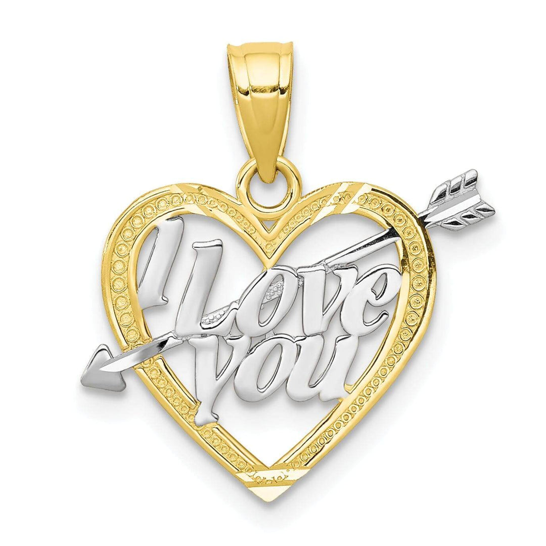 10k Two Tone Gold Cupid Arrow I Love You Charm