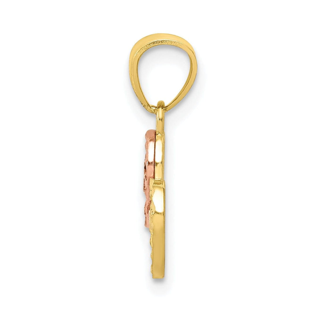 10K Two Tone Gold Double Heart Anos 15 Pendant