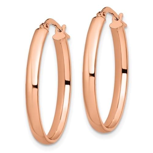 10k Rose Gold Polished Finish Oval Hoop Earrings