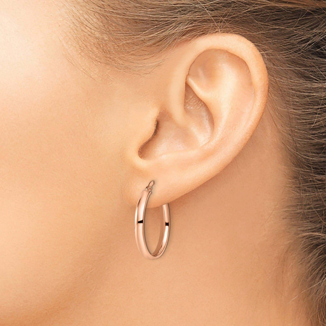 10k Rose Gold Polished Finish Hoop Earrings