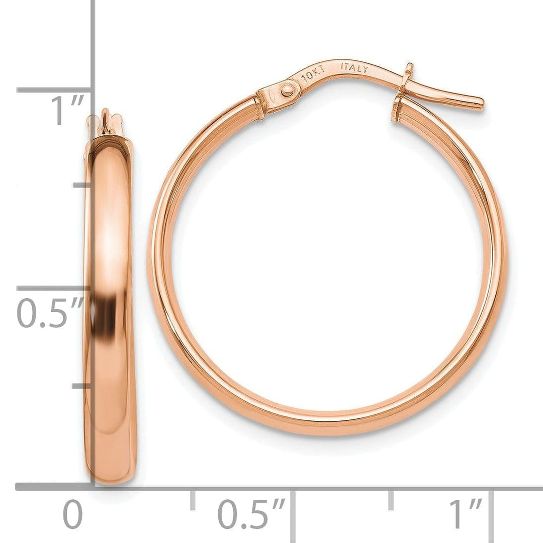 10k Rose Gold Polished Finish Hoop Earrings