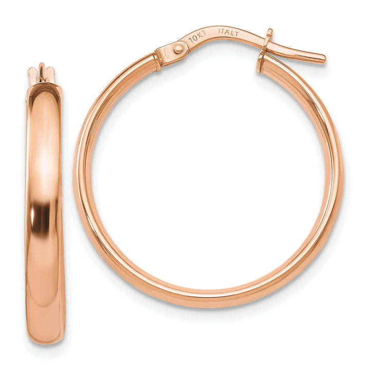 10k Rose Gold Polished Finish Hoop Earrings