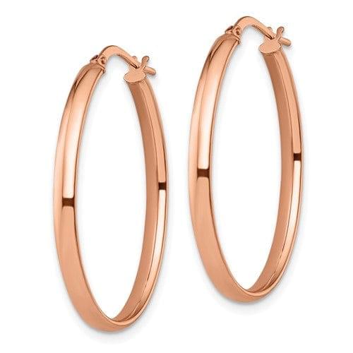 10k Rose Gold Polished Finish Oval Hoop Earrings
