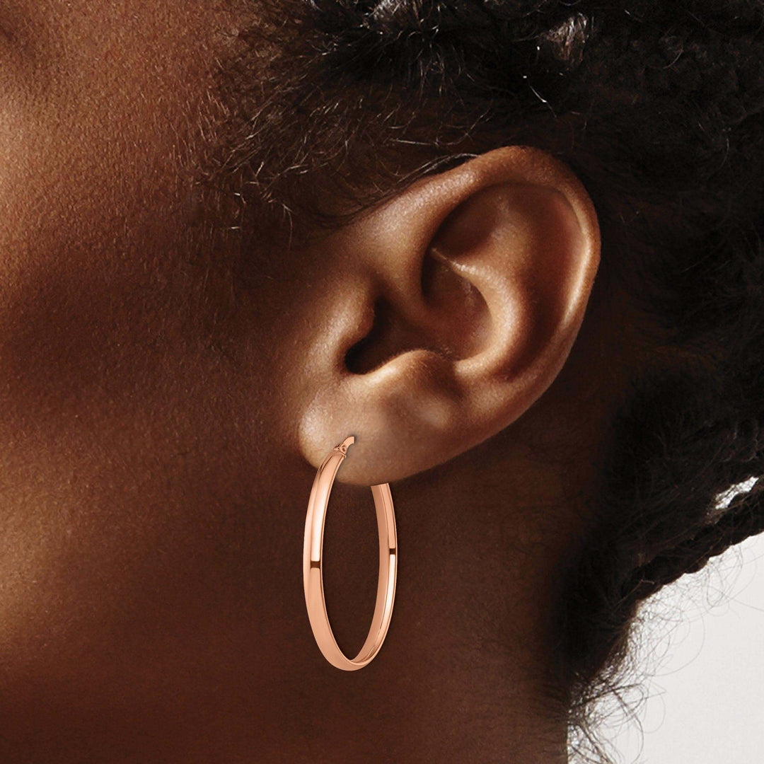 10k Rose Gold Polished Finish Oval Hoop Earrings