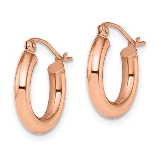 10K Rose Gold Polished Finish Hoop Earrings