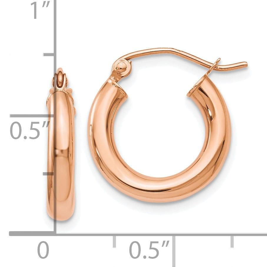 10K Rose Gold Polished Finish Hoop Earrings