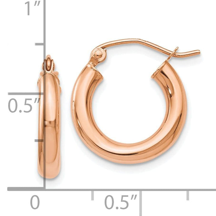 10K Rose Gold Polished Finish Hoop Earrings