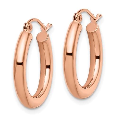 10K Rose Gold Polished Finish Hoop Earrings