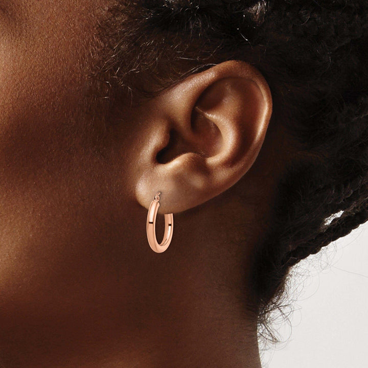 10K Rose Gold Polished Finish Hoop Earrings