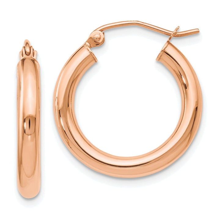 10K Rose Gold Polished Finish Hoop Earrings