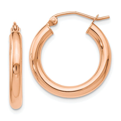 10K Rose Gold Polished Finish Hoop Earrings