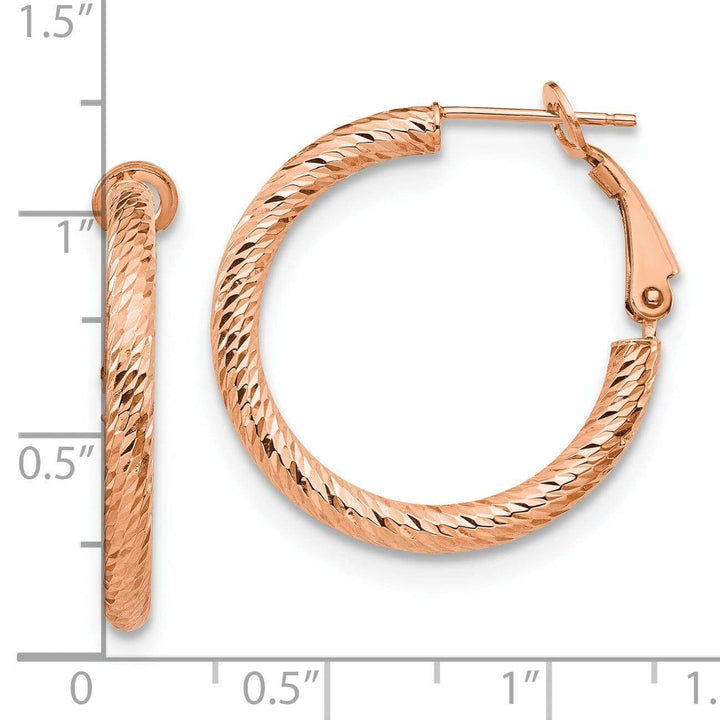 10k Rose Gold Omega Back Hoop Earrings