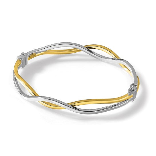 10k Two Tone Gold Polish Twisted Bangle Bracelet