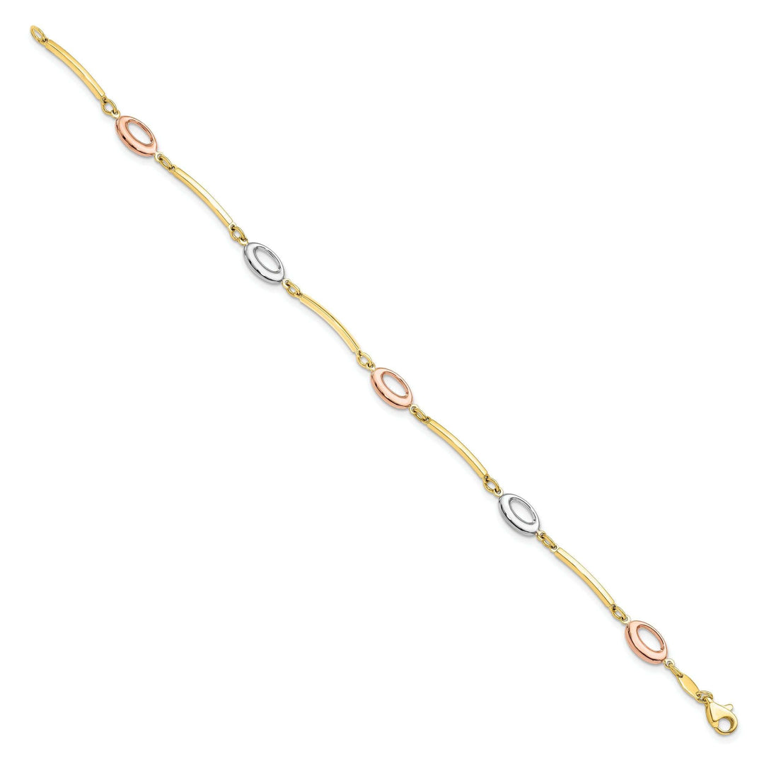 10k Tri Color Gold Polished Bracelet