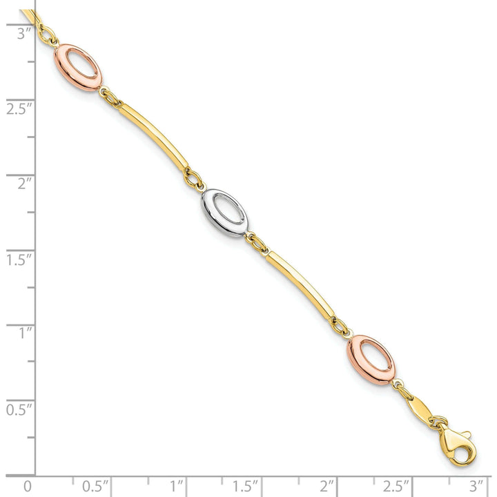 10k Tri Color Gold Polished Bracelet