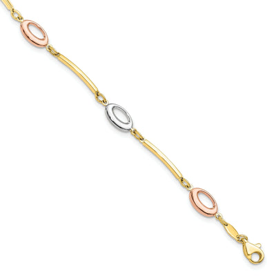 10k Tri Color Gold Polished Bracelet