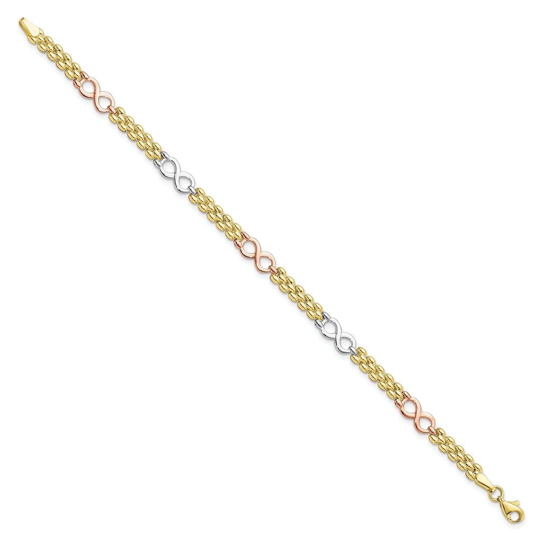 10K Tri Color Gold Reversible Infinity Bracelet