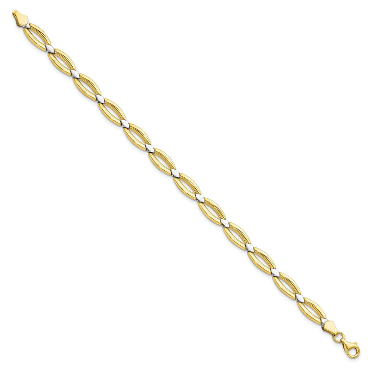 10k Two Tone Gold Fancy Link Bracelet