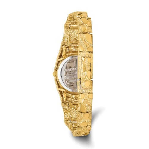 10k Yellow Gold Ladies Circular Dial Face Nugget Watch