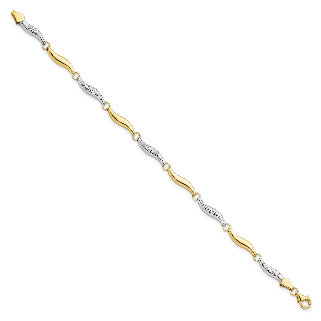 10k Two Tone Gold Diamond Cut Bracelet
