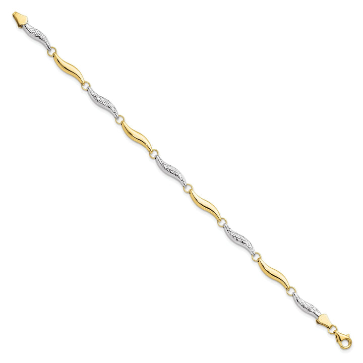 10k Two Tone Gold Diamond Cut Bracelet