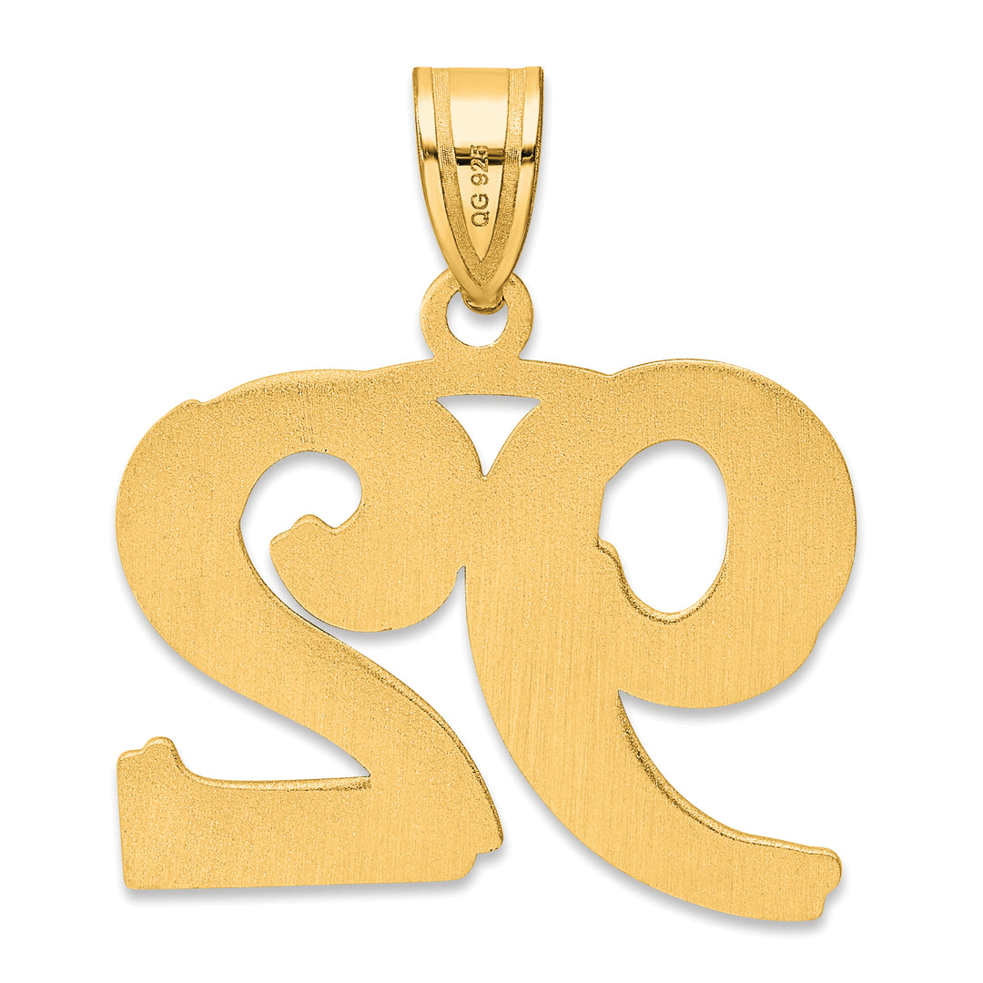 14k Yellow Gold Polished Etched Number 92 Pendant