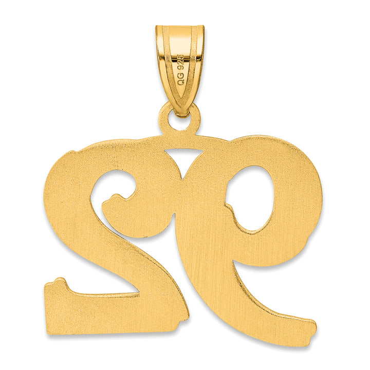 14k Yellow Gold Polished Etched Number 92 Pendant