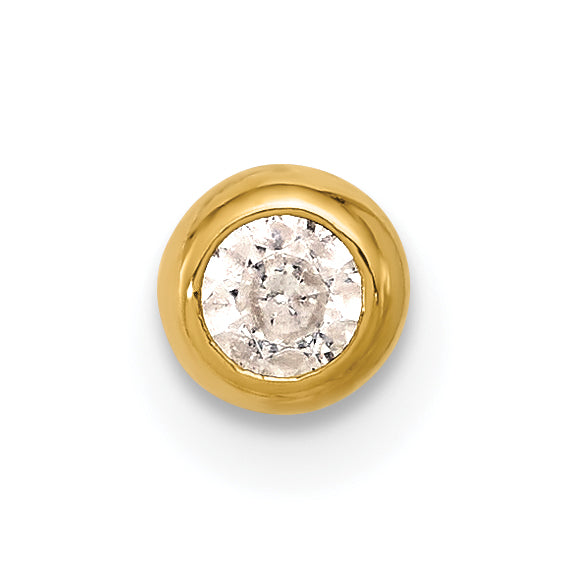 14k  Yellow Gold 18 Gauge Polished CZ eyebrow Body Jewelry
