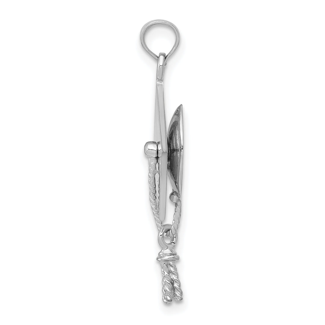 14K White Gold 3-D Graduation Cap with Moveable Tassel Pendant