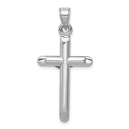 14k White Gold Crucifix Hollow Cross Pendant