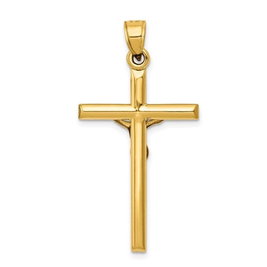 14k Yellow Gold Hollow Crucifix Pendant