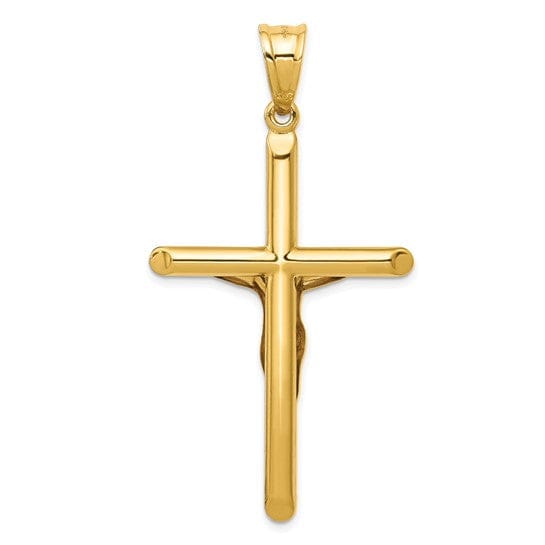 14k Yellow Gold Polished Hollow Crucifix Pendant