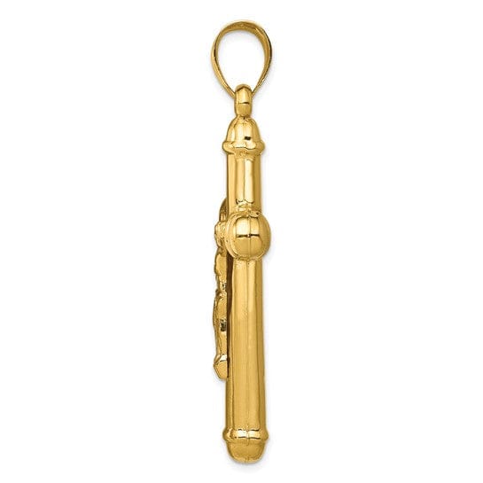 14k Yellow Gold Reversible Crucifix Cross Pendant