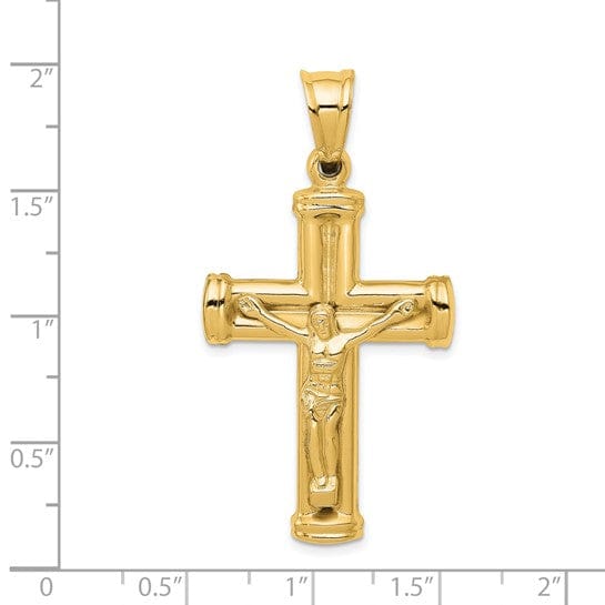 14k Yellow Gold Reversible Crucifix Cross Pendant