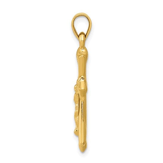14k Yellow Gold Reversible Crucifix Cross Pendant
